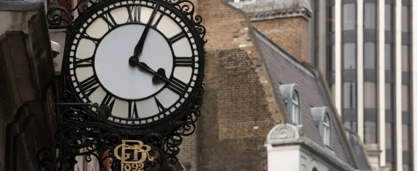 An old designed wall clock in Knightsbridge area.