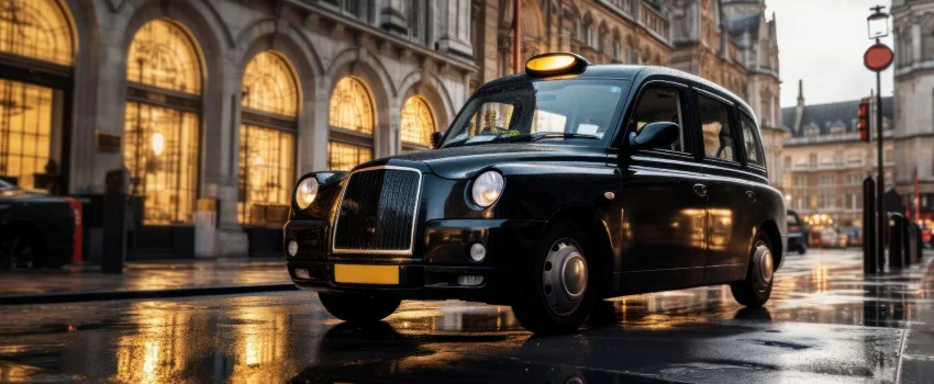 A black colour chauffeured car waiting for its passenger on the streets.